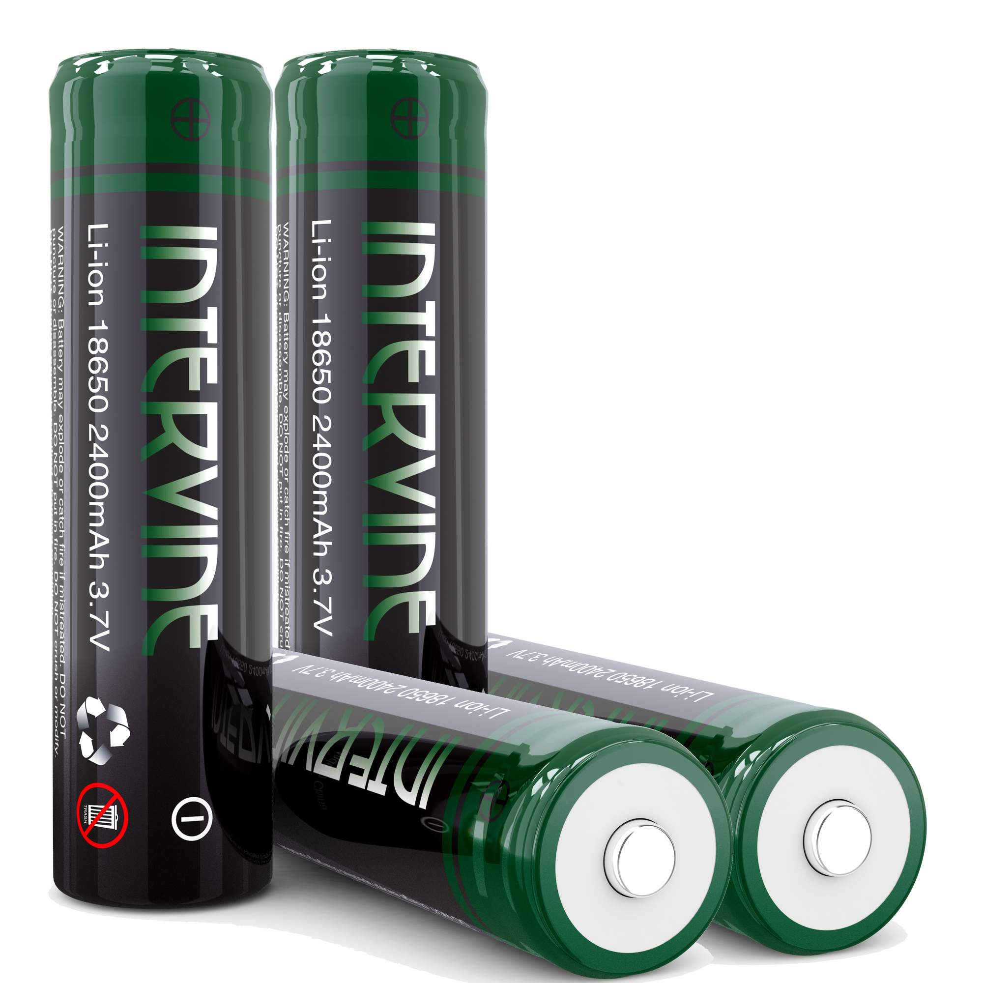 Intervine 2400 Mah Rechargeable 18650 Lithium Ion Batteries - 2 Pack