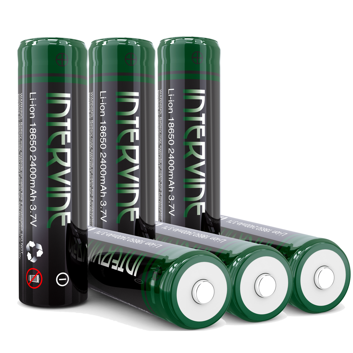Intervine 2400 Mah Rechargeable 18650 Lithium Ion Batteries - Multipac