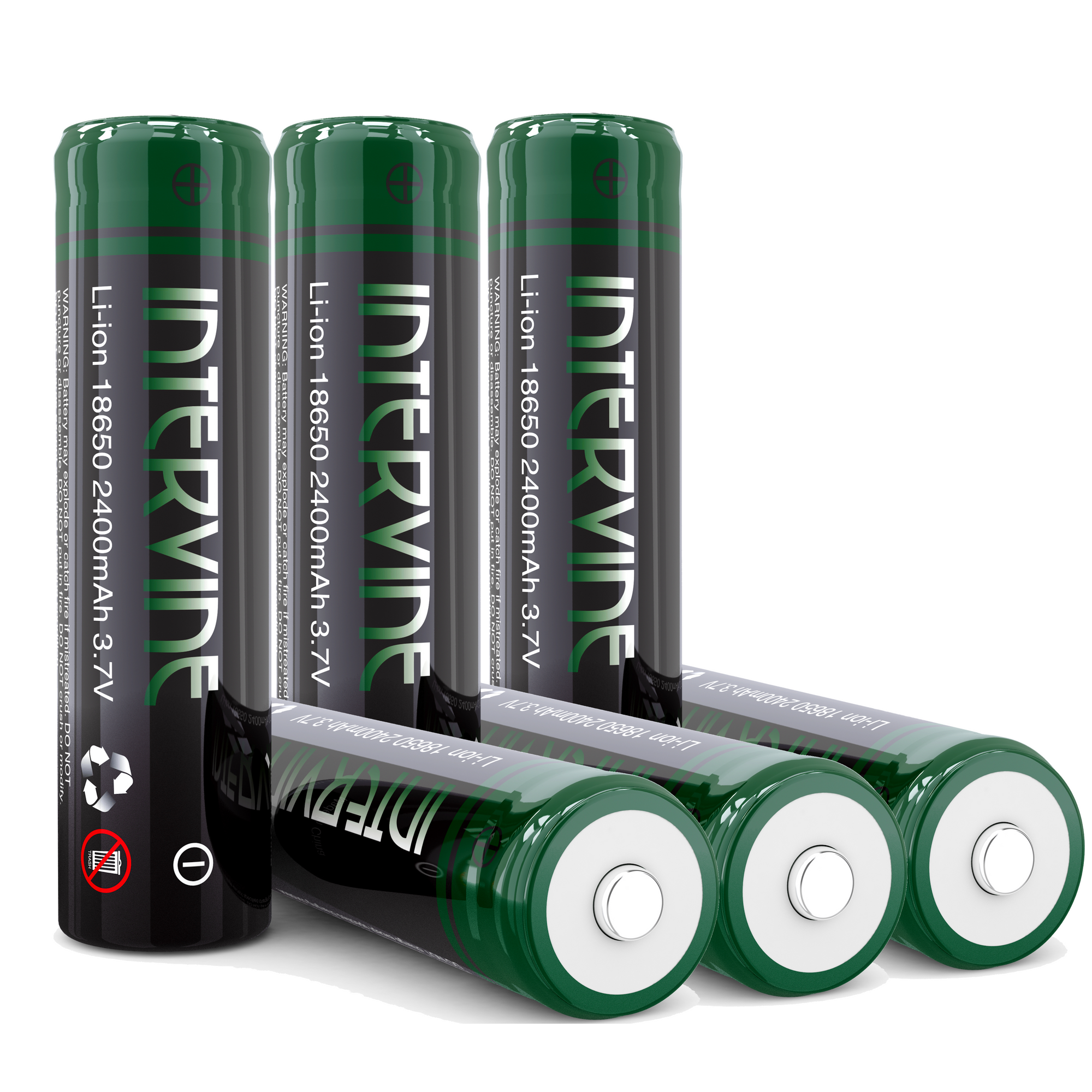 Intervine 2400 Mah Rechargeable 18650 Lithium Ion Batteries - 2 Pack