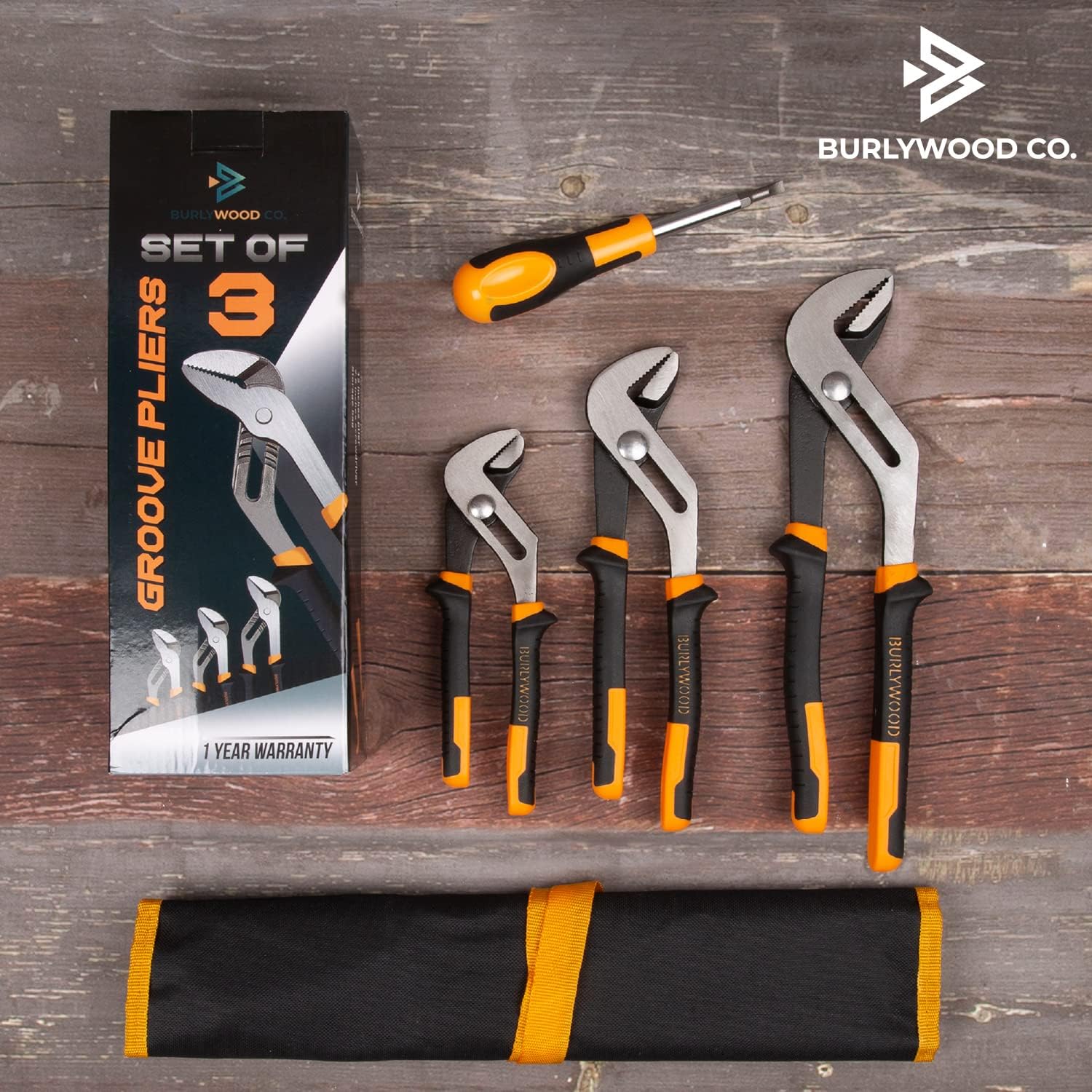 3 Piece Groove Pliers Set with Bonus Free Headlamp!