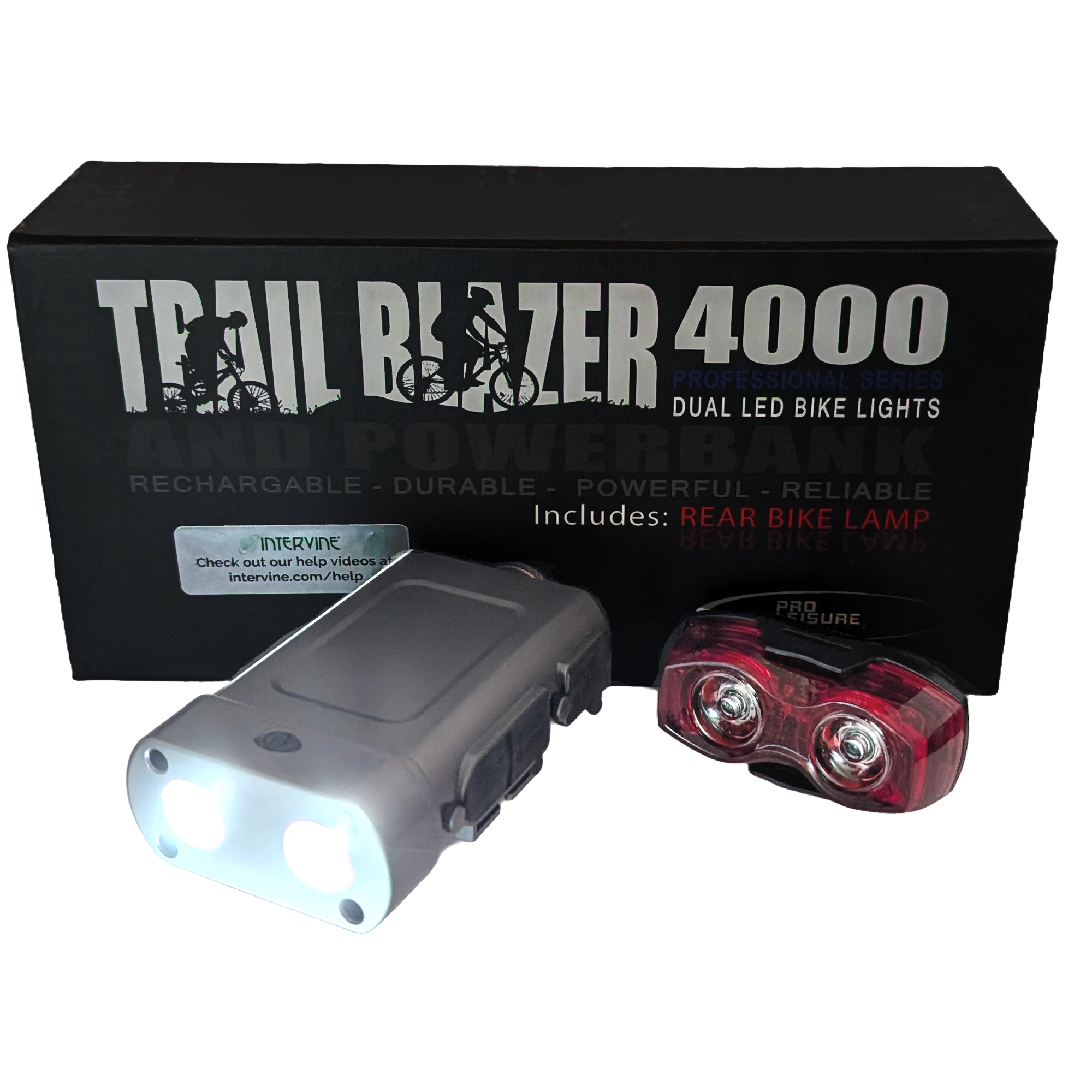 Trail Blazer 4000 Rechargeable Dual LED Bike Light and Power Bank