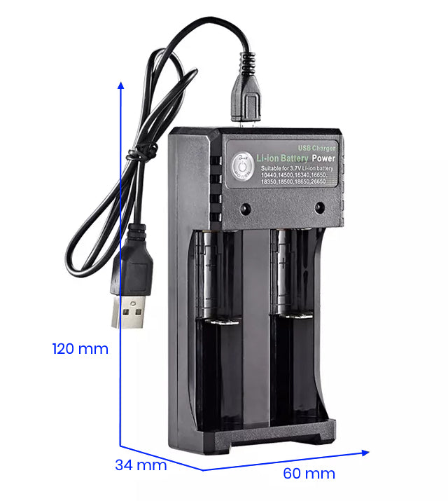 Dual Slot USB 18650 Battery Charger - Two 18650 Batteries Included!