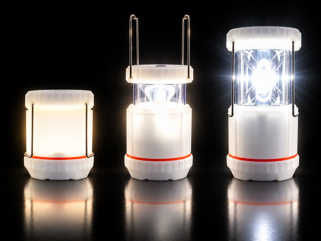 Junior Monster lantern shown closed in Glow Mode, partly open, and fully open