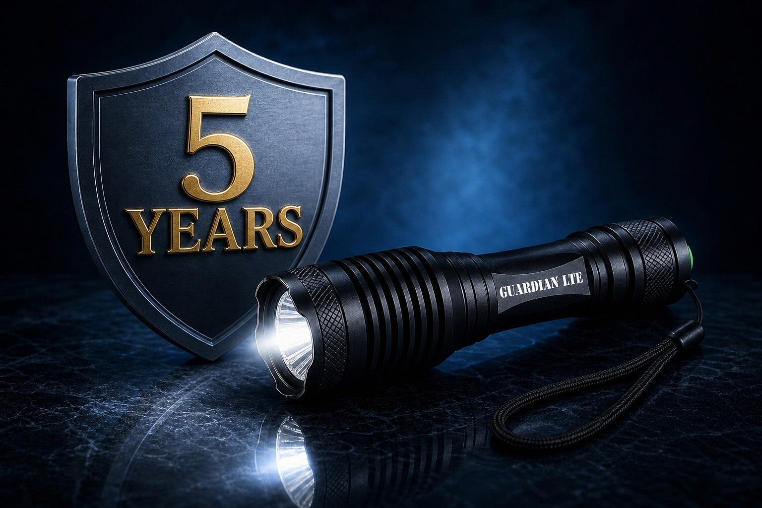 Guardian LTE beside a shield with gold 5 YEARS lettering for the Intervine guarantee