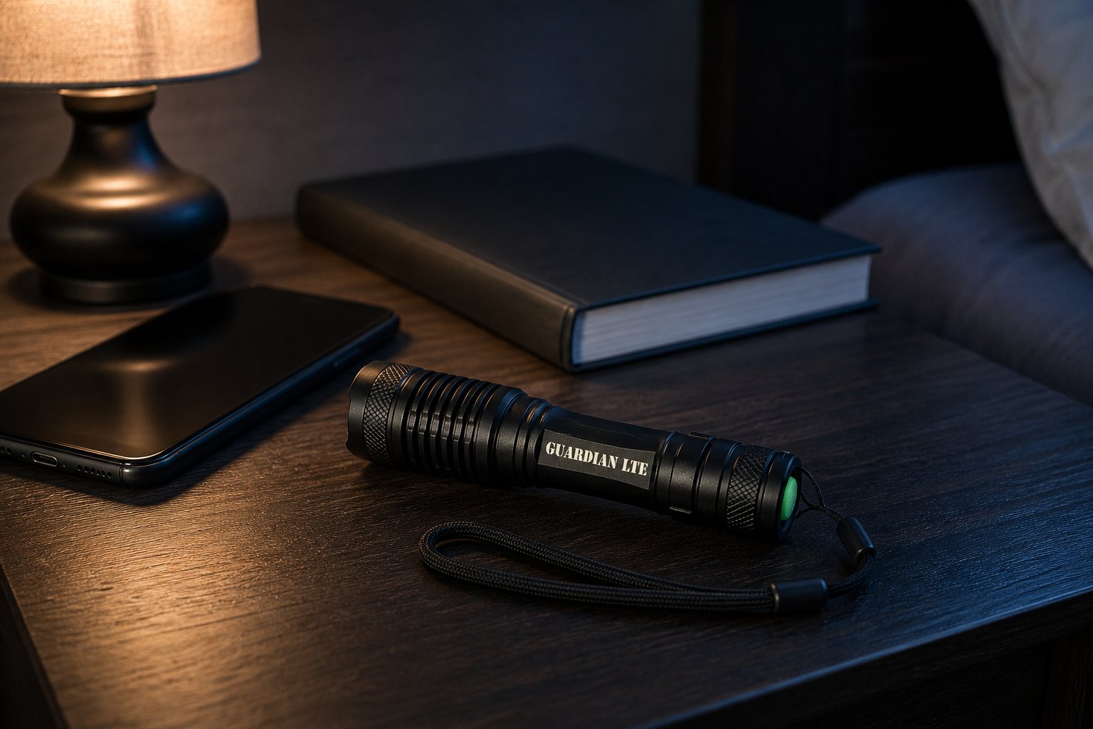 Guardian LTE staged on a nightstand for quick access