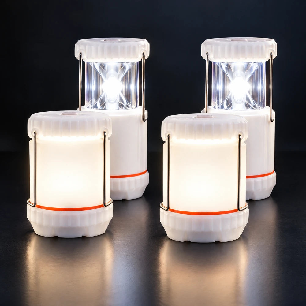 Four ghost white junior monster lanterns.