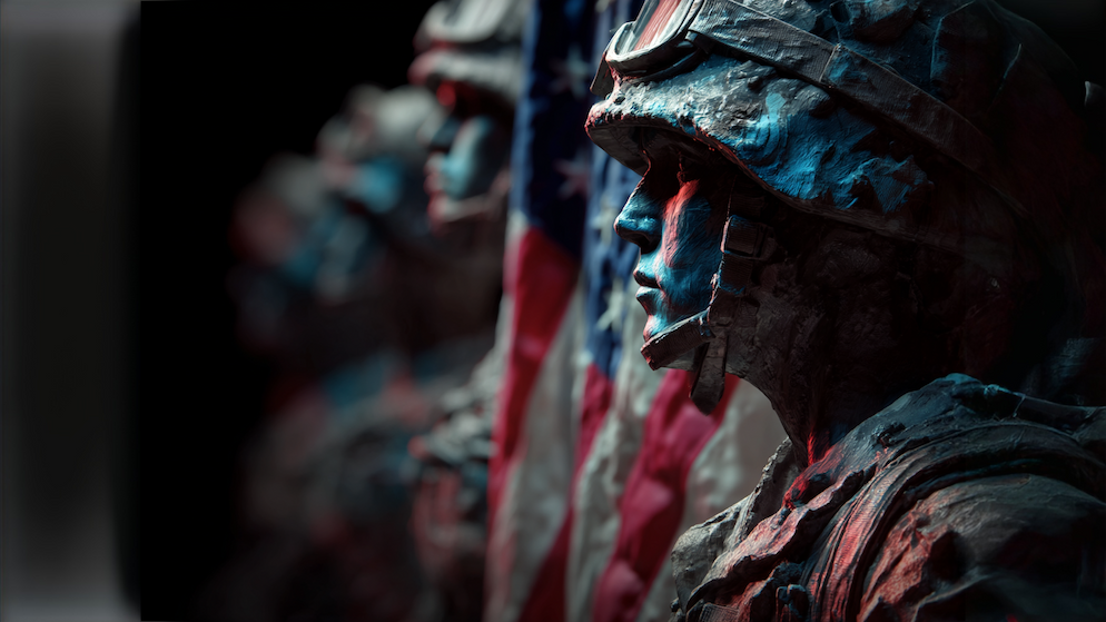 Respectful Memorial Day remembrance scene with Intervine tactical flashlight