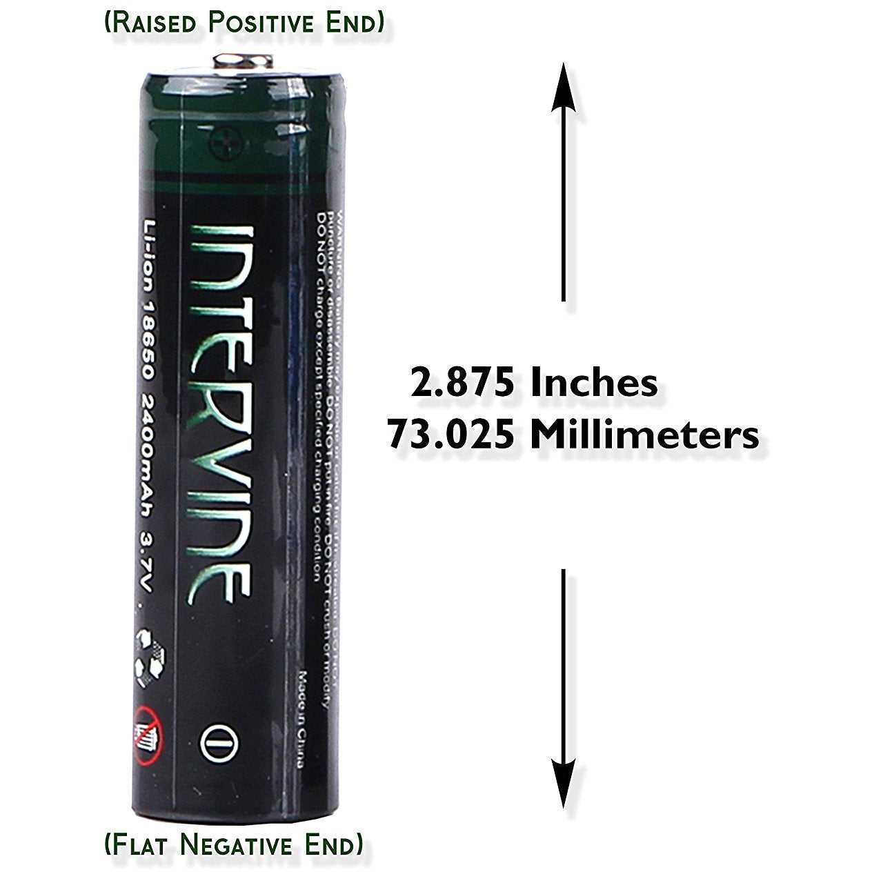 Intervine 2400 Mah Rechargeable 18650 Lithium Ion Batteries - Multipac