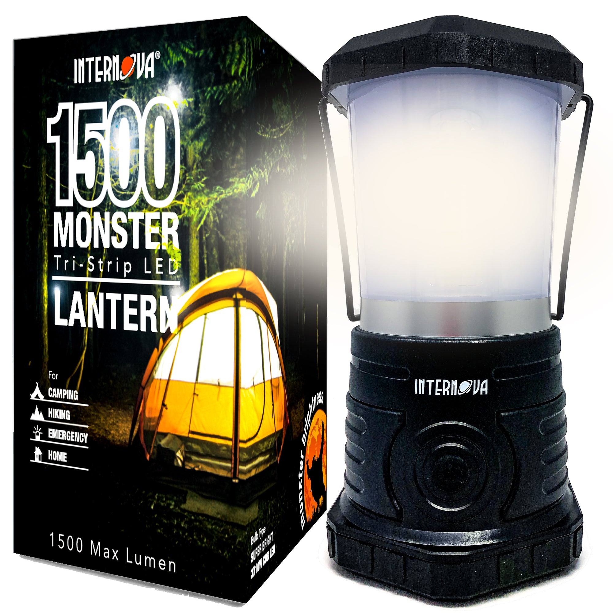 Internova Monster Tri-Strip LED Camping Lantern - Massive Brightness & Size